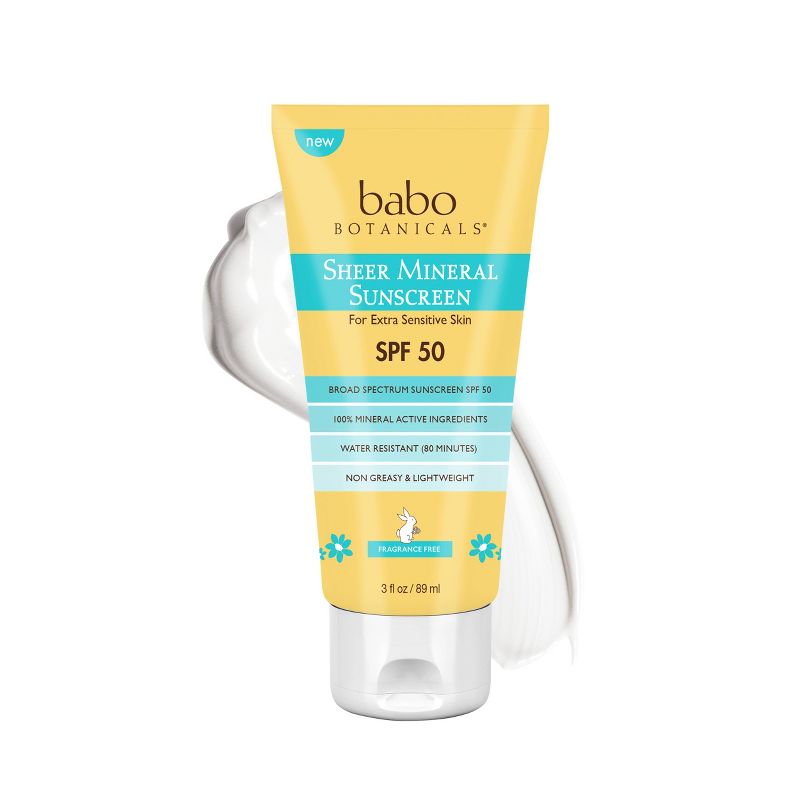 Babo Botanicals Sheer Mineral Sensitive Gentle Sunscreen Lotion - SPF 50 - 3 fl oz