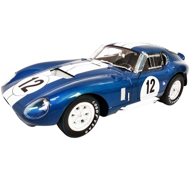 1965 Shelby Cobra Daytona Coupe #12 Blue Metallic with White Stripes 1/18 Diecast Model Car by Shelby Collectibles