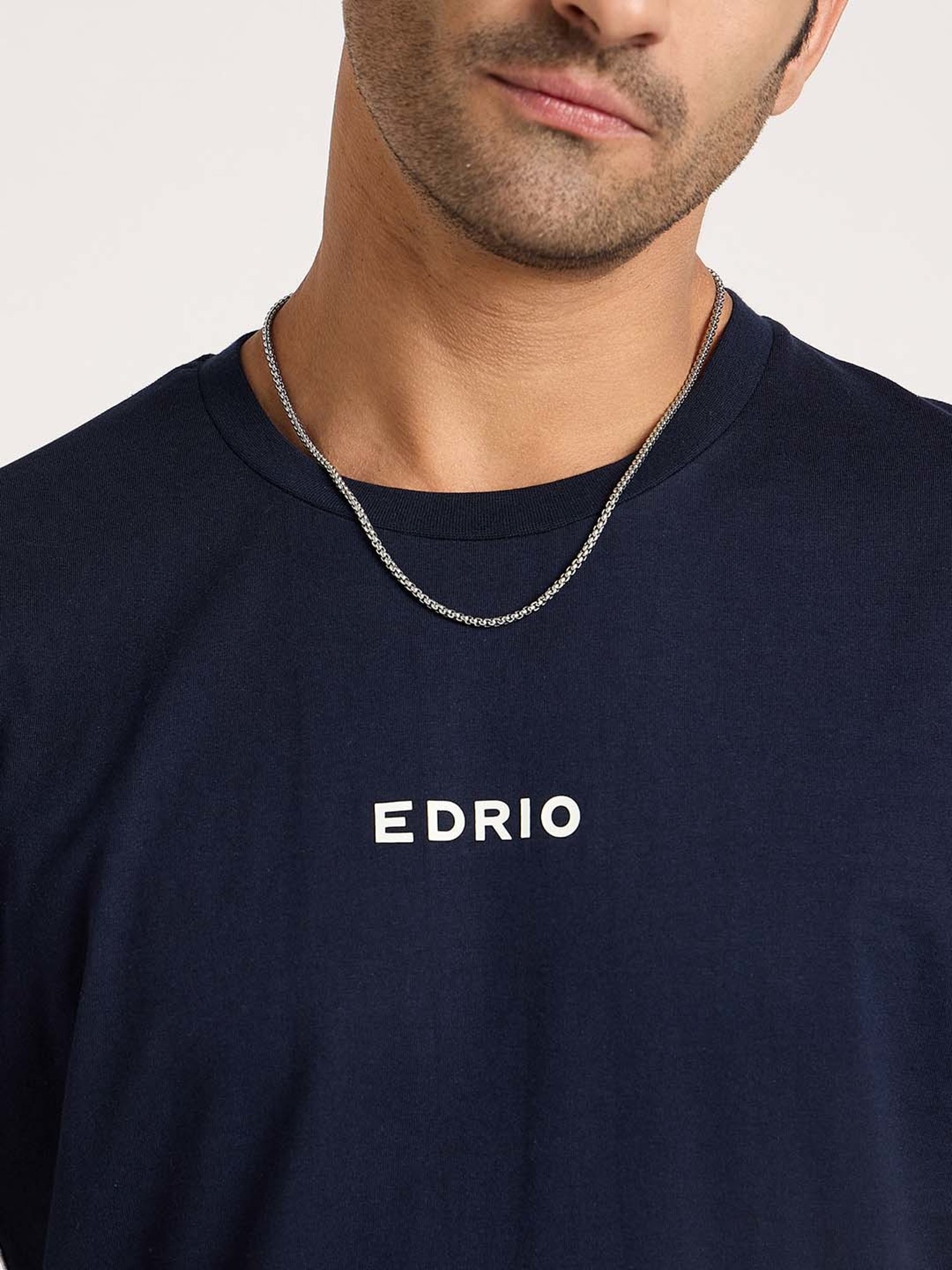 EDRIO Navy Regular Fit Crew T-Shirt
