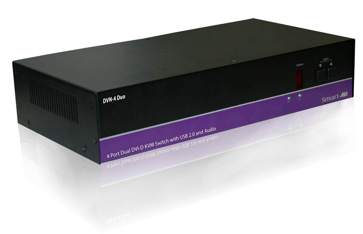Smartavi DVN-4DUOS 4x2 DVI-D/USB2.0/1.1 /Stereo Audio KVM Switcher