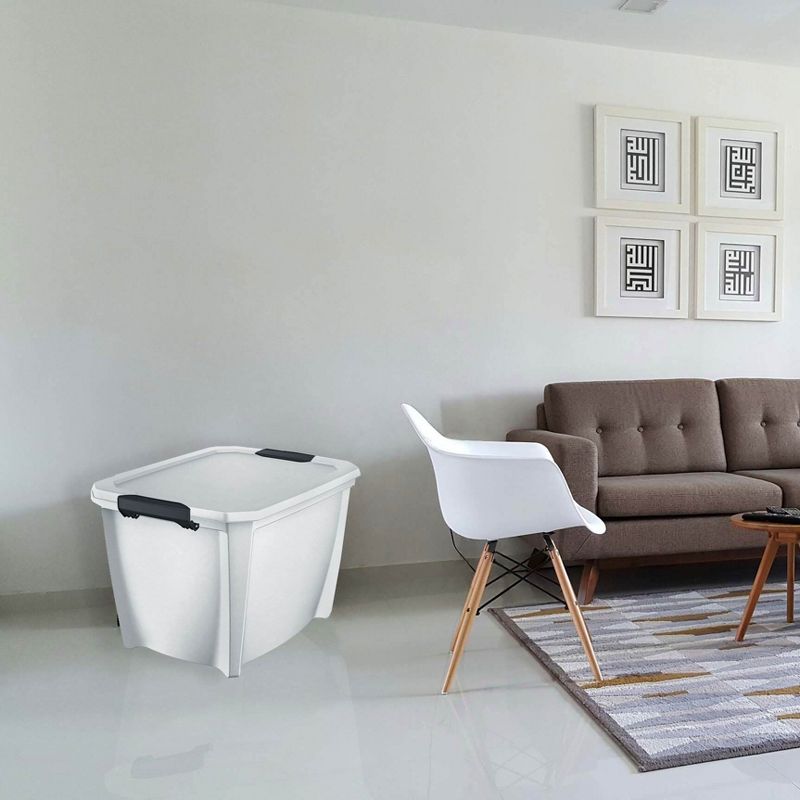 Homz Heavy Duty Modular Clear Plastic Stackable Storage Tote Containers with Latching and Locking Lids, 31 Quart Capacity, 4 Pack