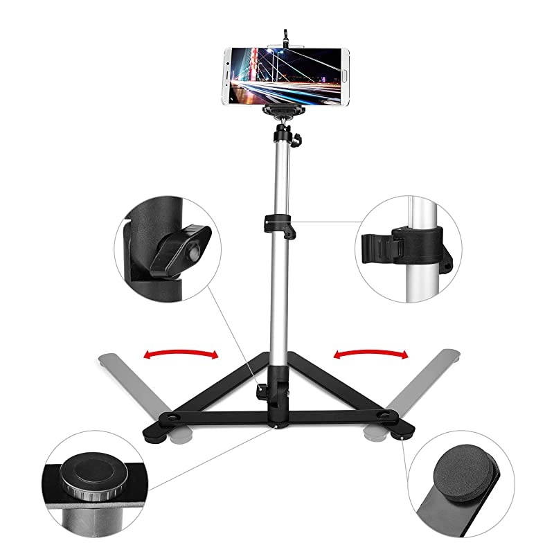 Photo Copy Stand Pico Projector Stand with Phone Clamp Overhead Phone Mount Phone Stand Mini Tripod Adjustable Tabletop Monopod Stand Compatible with SmartPhone