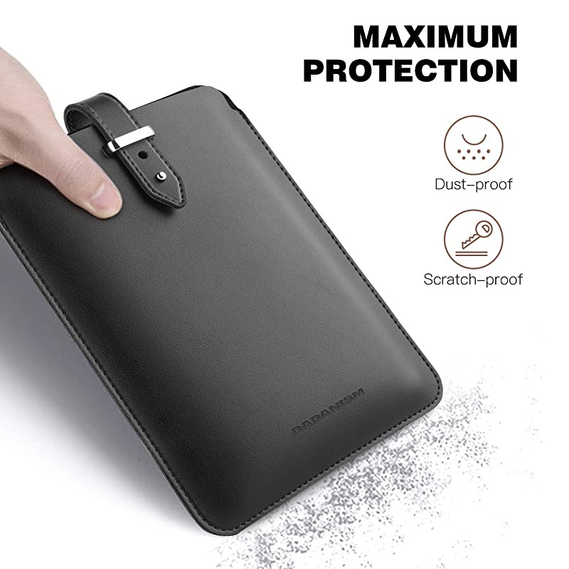 79quot Tablet Sleeve Case for iPad Mini 5 2019 Mini 4 3 2 1 Premium PU Leather Pouch Protective Cover Bag Ultra Lightweight Slim EReader Carrying Bag Black