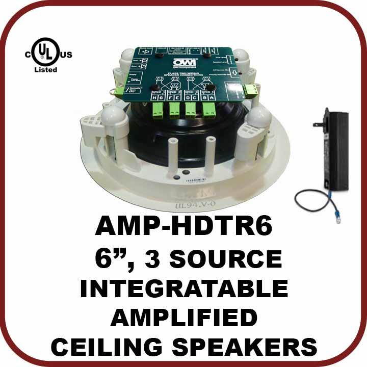 OWI AMP-HDTR6 6 inch Three Source/Integratable Amplified/In Ceiling Speaker with Transformer