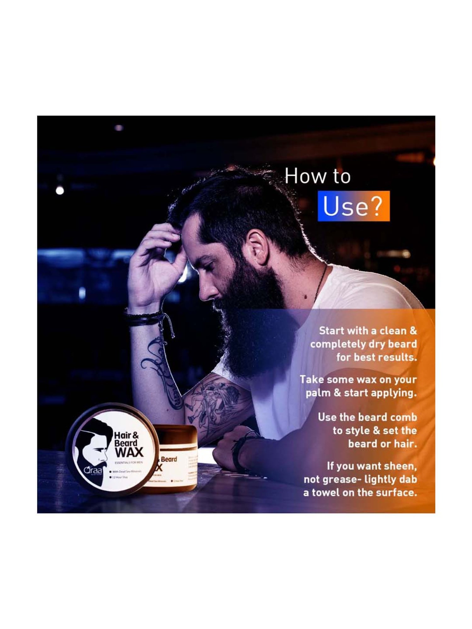 Qraa Menn Nourishing Hair and Beard Wax - 100 gm