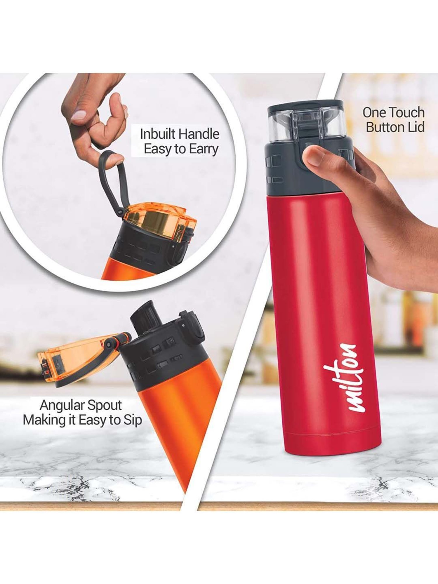 Milton Atlantis 600 Red Thermosteel Insulated Water Bottle (0.5 L)