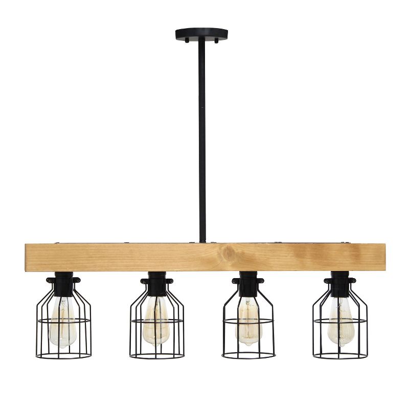 4-Light Wood Beam Pendant Brown - Lalia Home