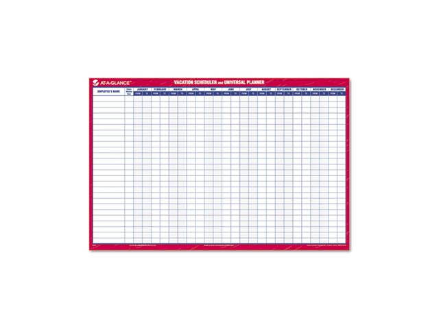 AT-A-GLANCE PM250-28 Recycled Undated Erasable Universal/Vacation Scheduler, 36" x 24"