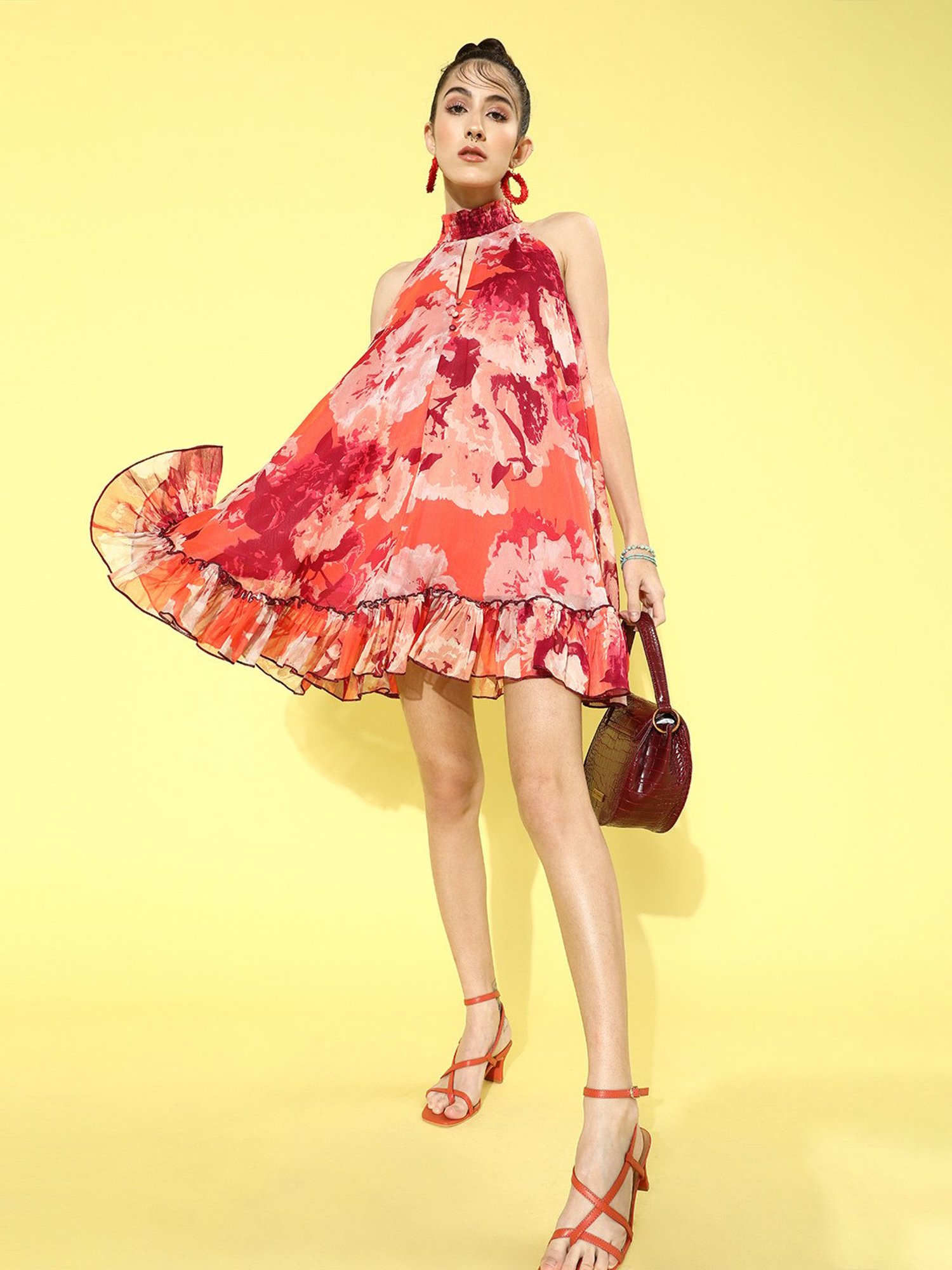 QUIERO Multicolor Printed A Line Dress