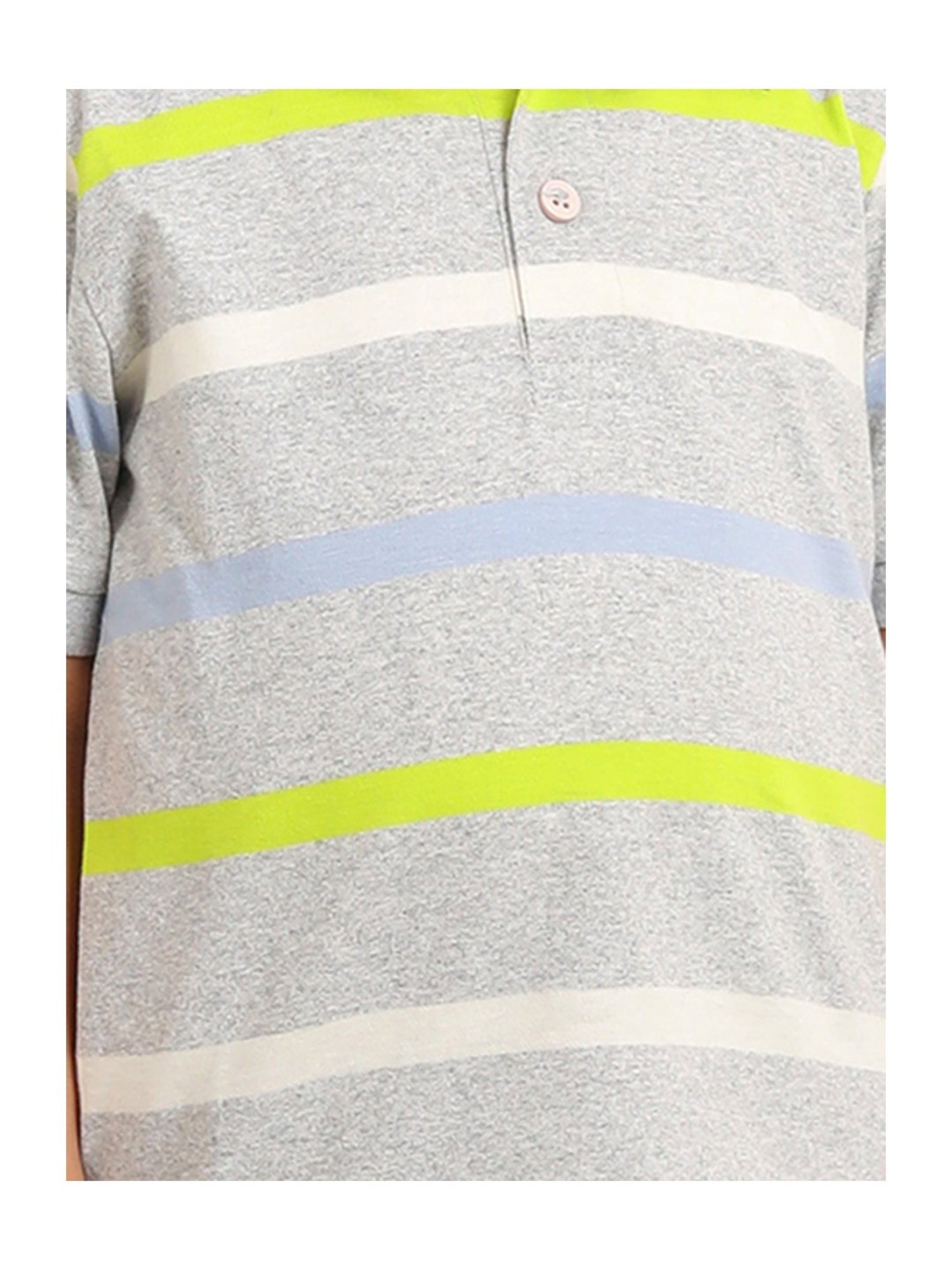 Campana Kids Grey Striped Polo T-Shirt