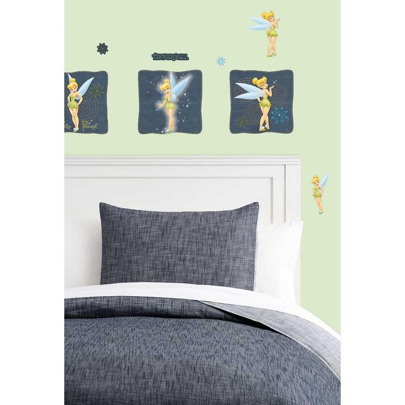 Tinkerbell Denim Self-Stick 37pc Wall Sticker Accent Kit - Disney Princess..