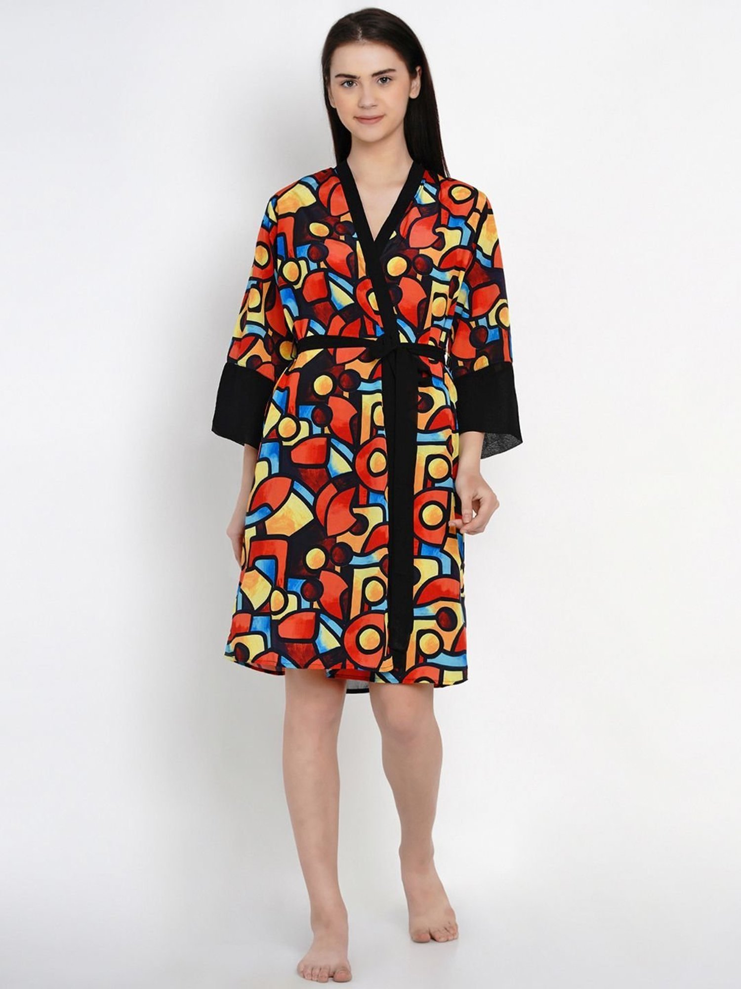 Erotissch Multicolored Printed Robe
