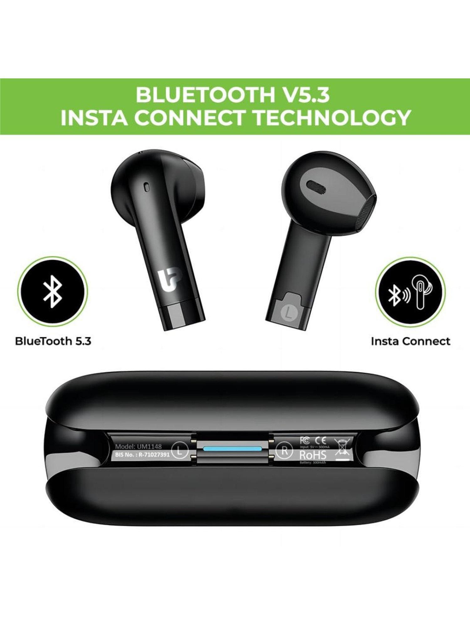 ULTRAPROLINK UM1148 Swag Infinity In Ear BT Earbuds with 20 Hr Playtime (Black, True Wireless)