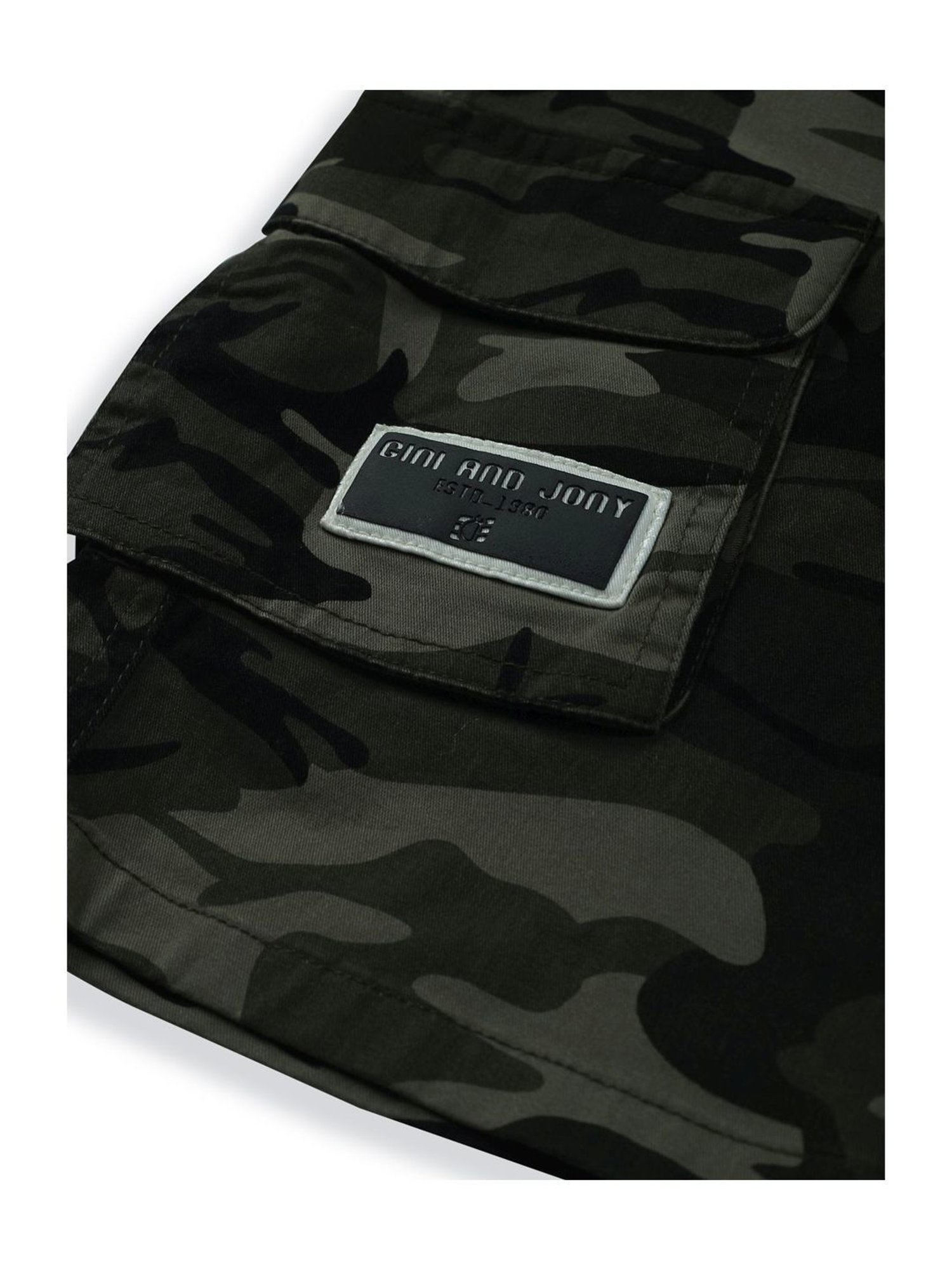 Gini & Jony Kids Navy & Green Cotton Camouflage Bermuda