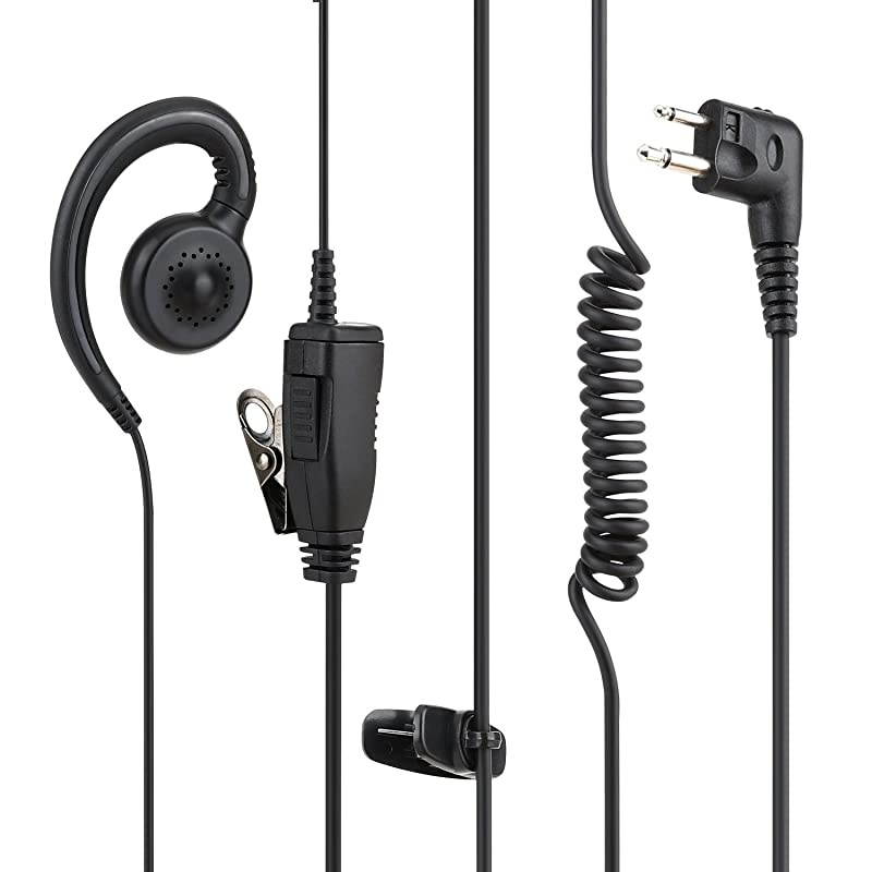 Walkie Talkie Swivel Earpiece with Microphone and PTT for Motorola Two Way Radio - Motorola Swivel Earpiece Compatible with Walkie Talkies CLS1410, CLS1100, HKLN4604A (2 Pack)