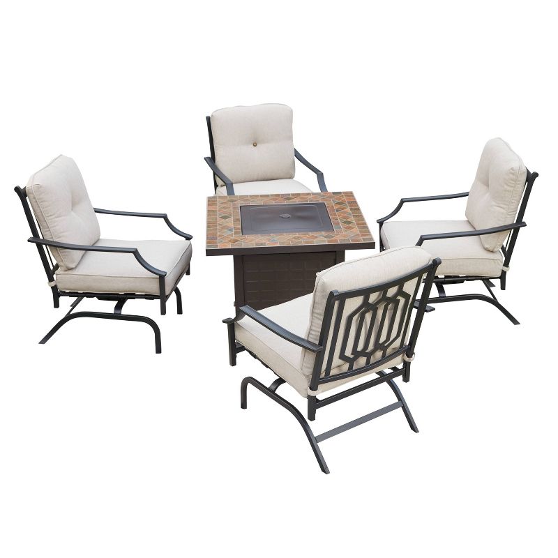 5pc Conversation Steel Patio Seating Sets Cream - Lokatse