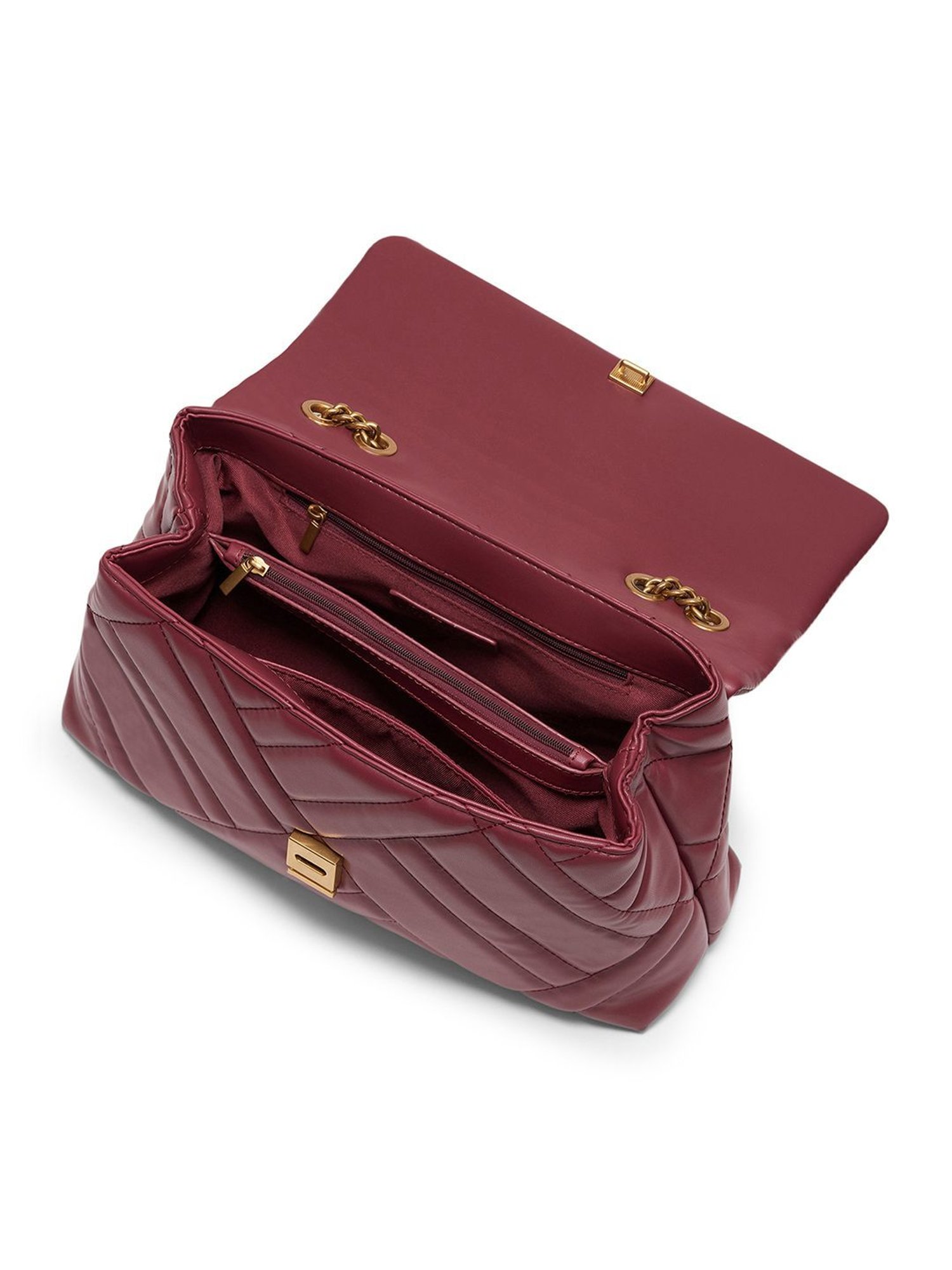 Miraggio Alicia Wine Medium Quilted Shoulder Bag