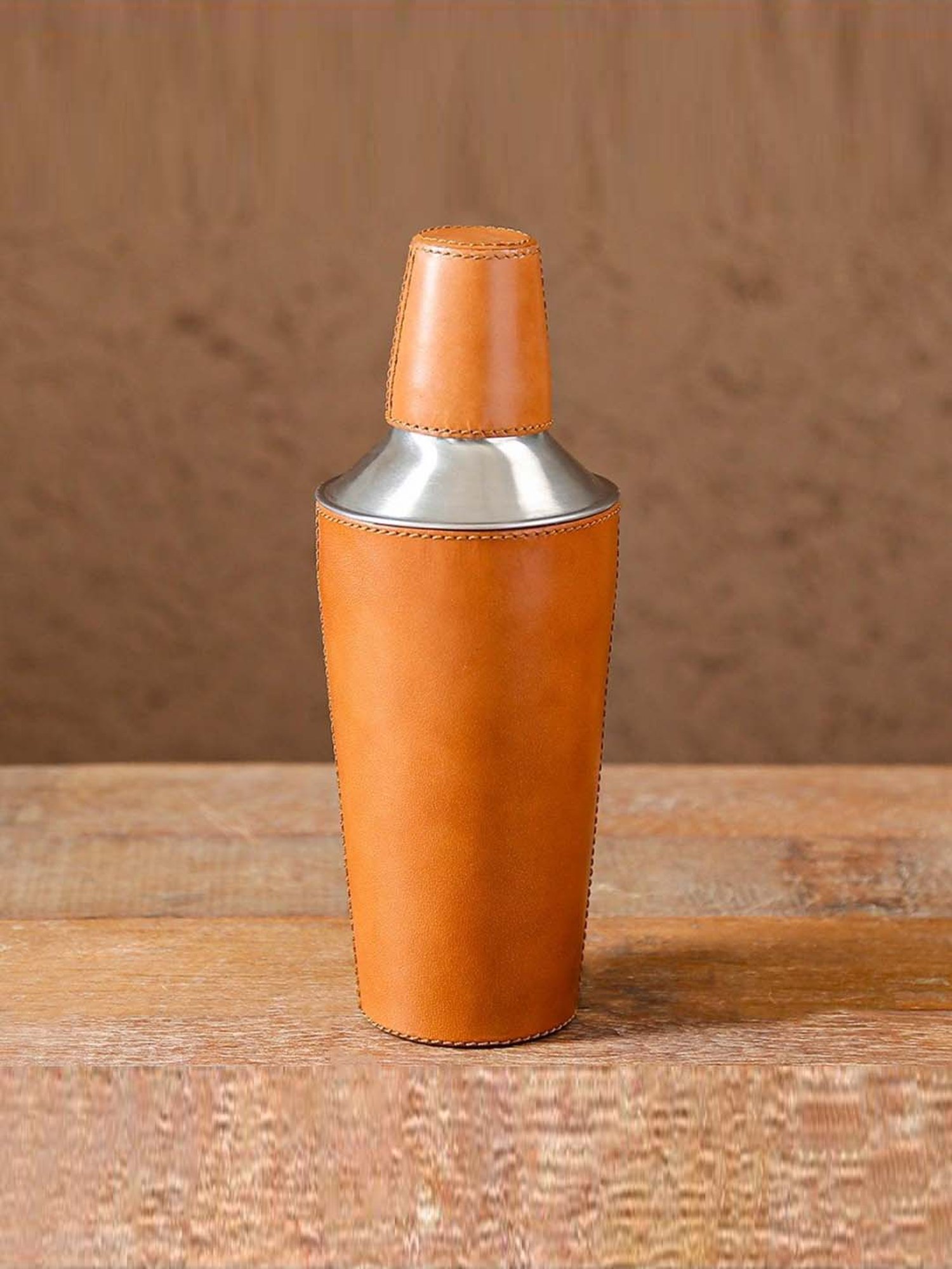 Home4U 'Bailey' Brown & Silver Stainless Steel Cocktail Shaker - Set of 1