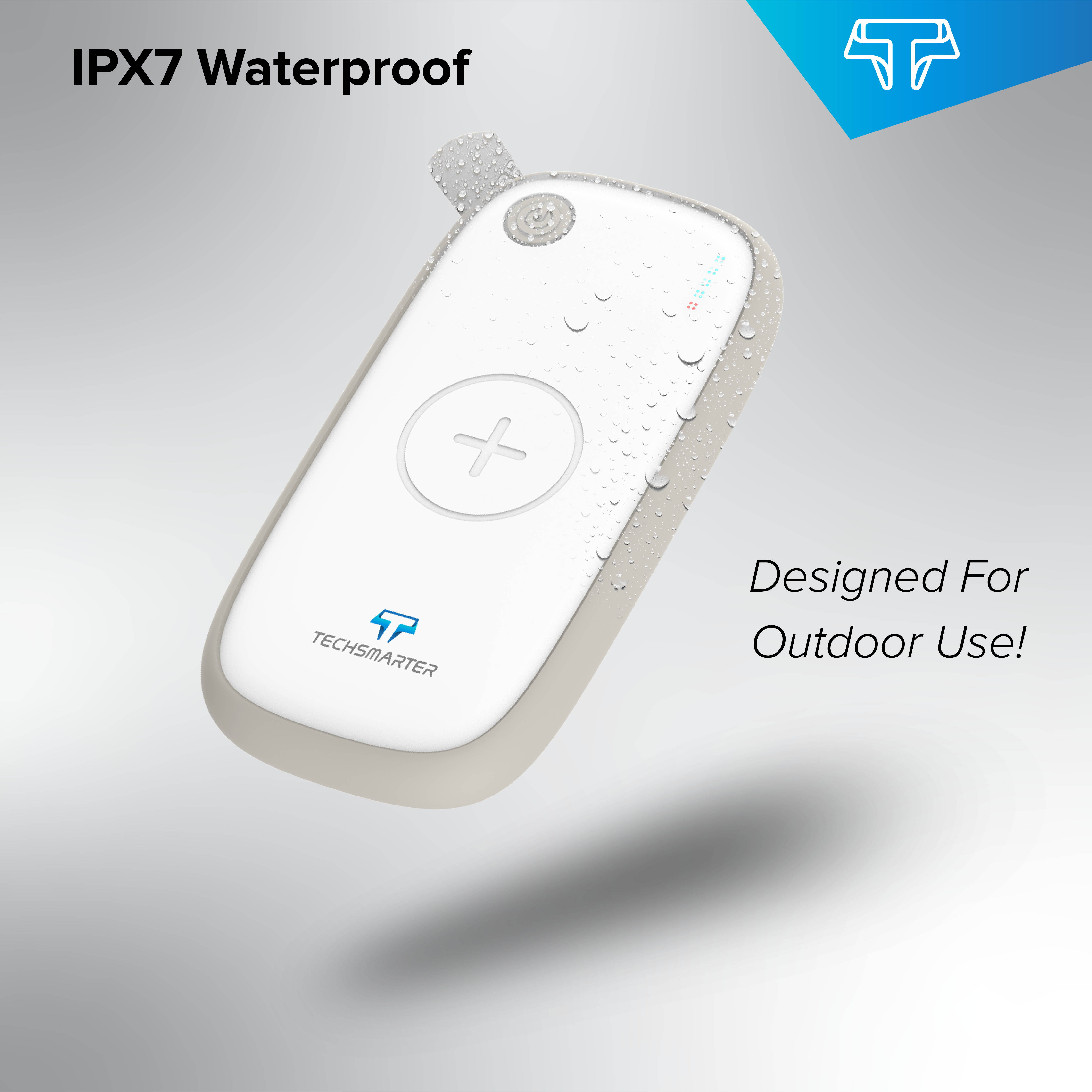 Techsmarter 10,000mAh Waterproof and Reverse Qi Wireless Charging PD USB C Portable Charger (18W), High-Capacity Power Delivery Power Bank Compatible with iPhone 11/X/XS/XR/8, Samsung S8/S9/S10, Note