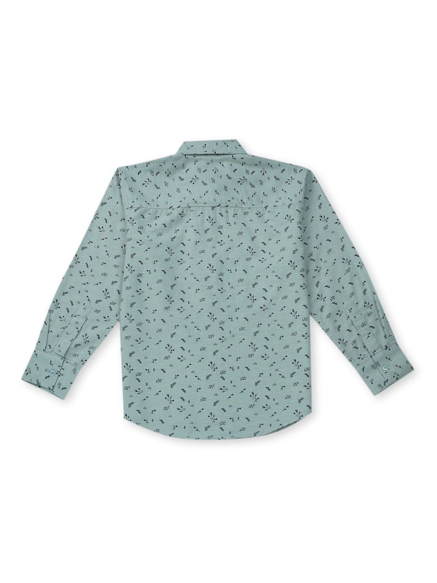 Palm Tree Kids Sage Green Printed Full Sleeves Shirt