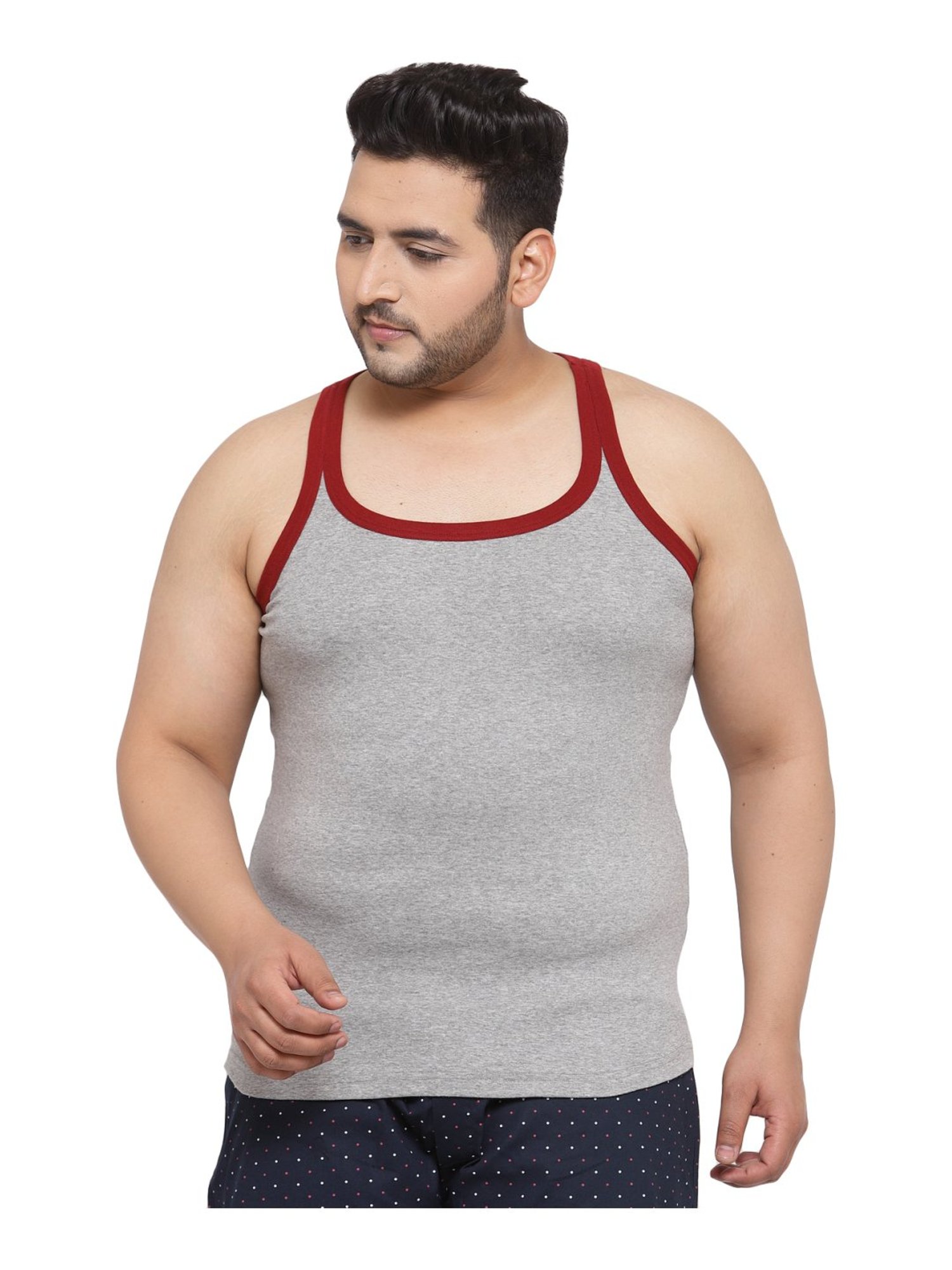 Melon by PlusS Grey Cotton Regular Fit Vest