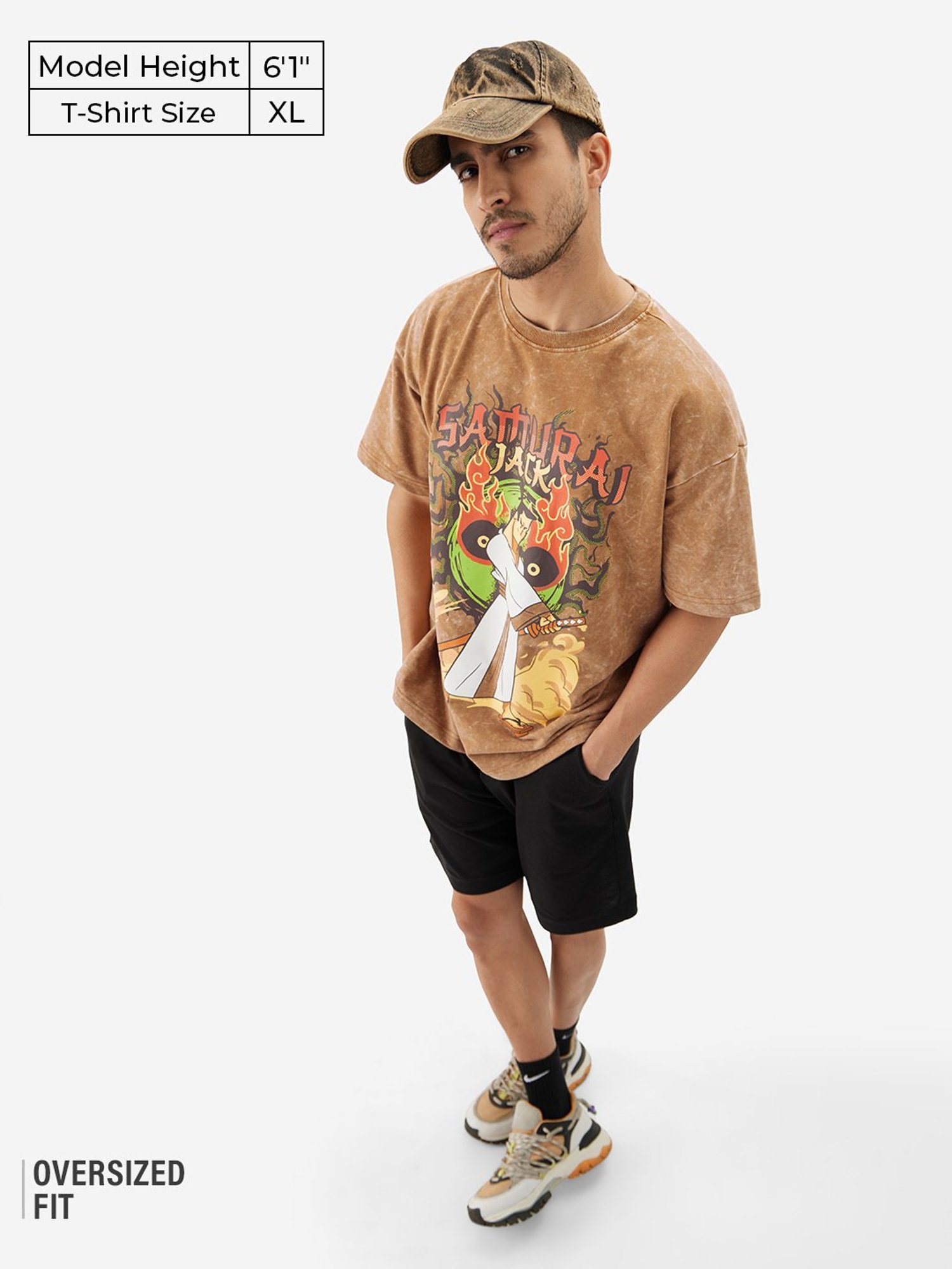 The Souled Store Samurai Jack: Blade Brown Oversized T-Shirt