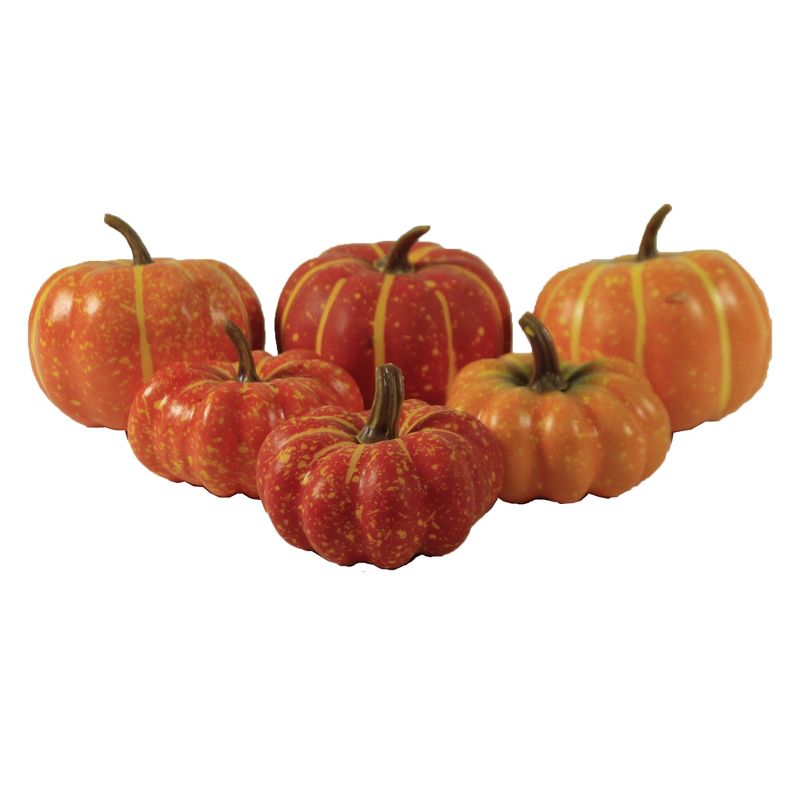 Home Decor 3.0" Pumpkin Set Of 6 Orange Fall Thanksgiving  -  Decorative Figurines