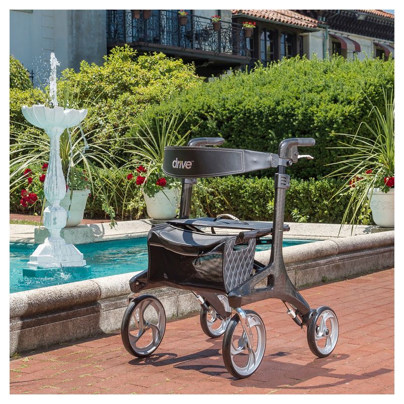 Drive Medical Nitro Elite CF Carbon Fiber Walker Rollator, Black