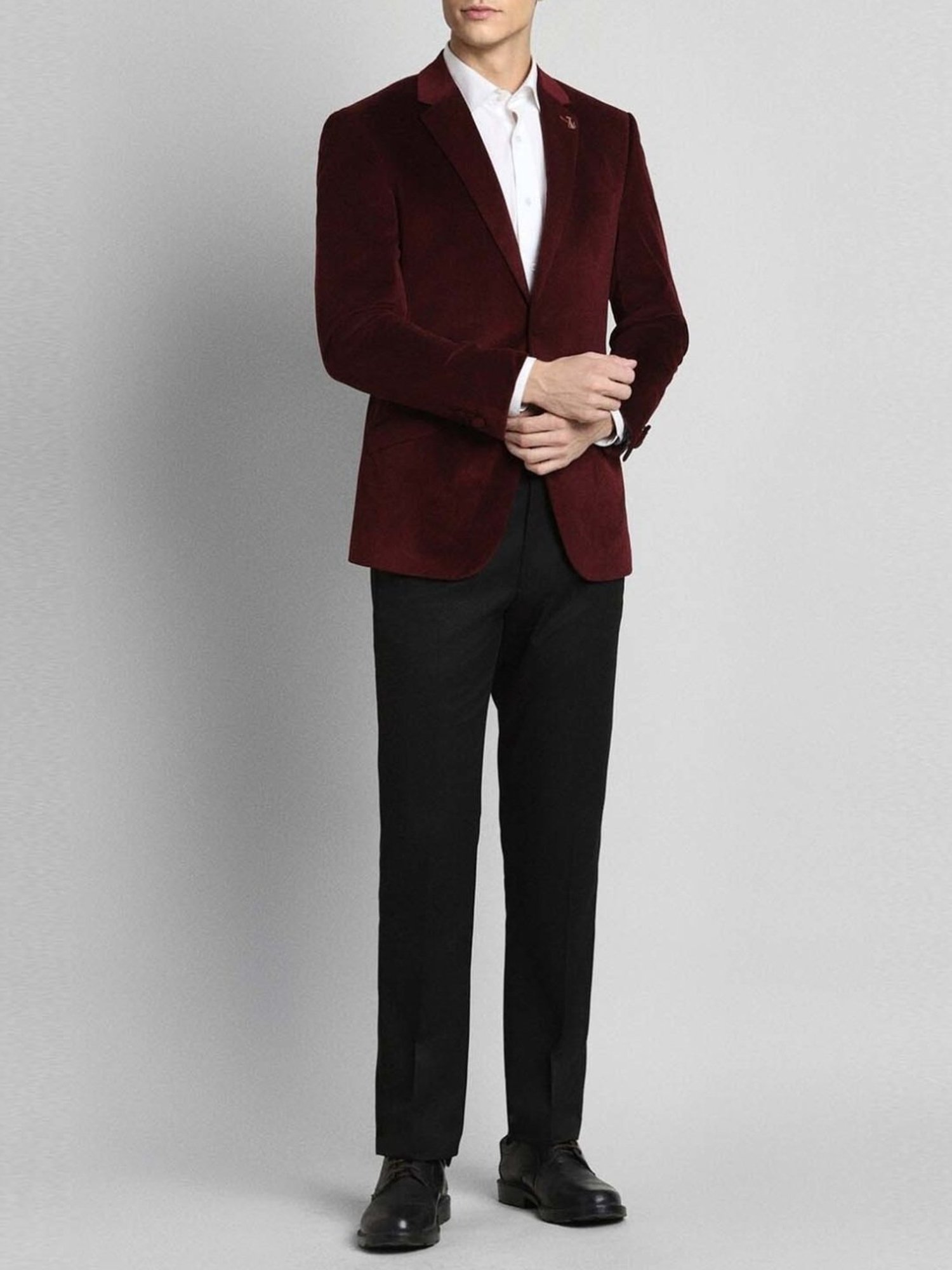 Simon Carter London Maroon Regular Fit Blazer