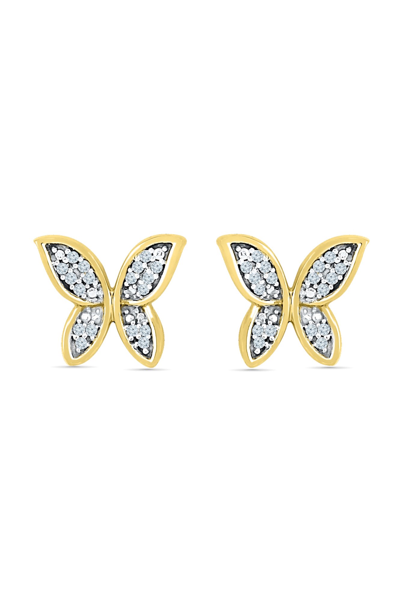 Sri Jagdamba Pearls Butterfly Shape 18k Gold & 0.12 ct Diamond Earrings