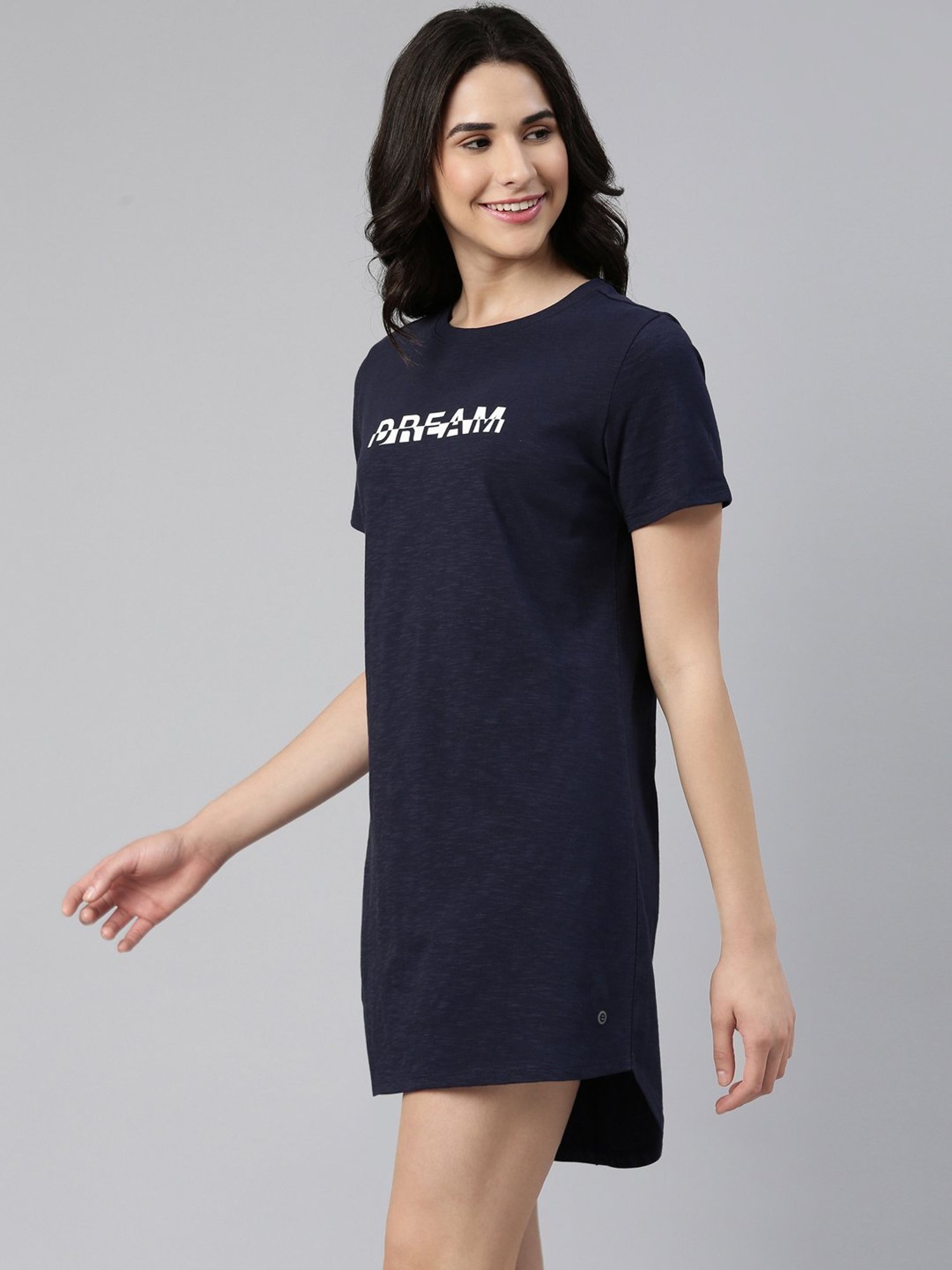 Enamor Navy Cotton Printed Sleep Tees