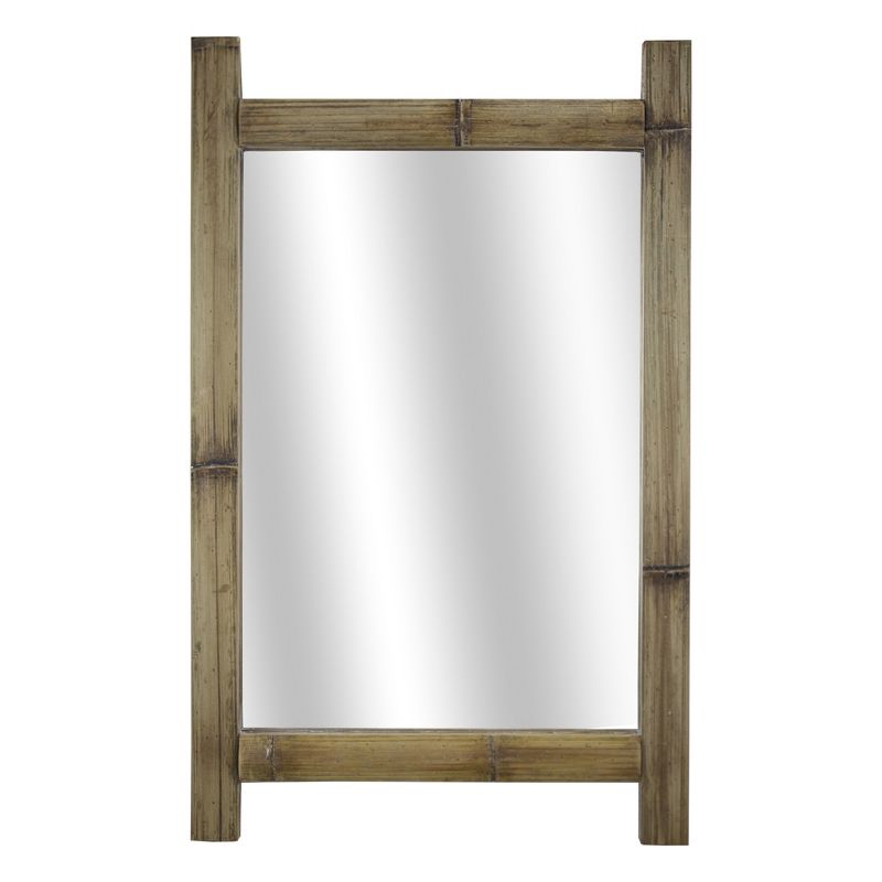 16.3" x 26" Bamboo Wood Framed Wall Vanity Mirror Brown - American Art Decor