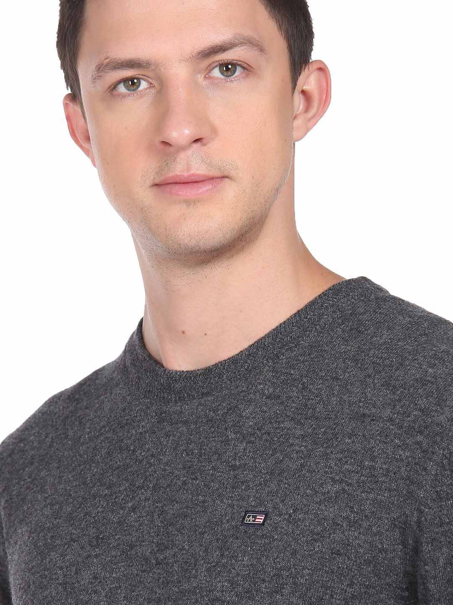 Arrow Sports Grey Regular Fit Texture Sweater