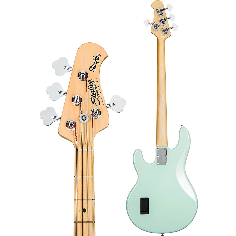 Sterling by Music Man StingRay Ray4 Maple Fingerboard Electric Bass Mint Green White Pickguard