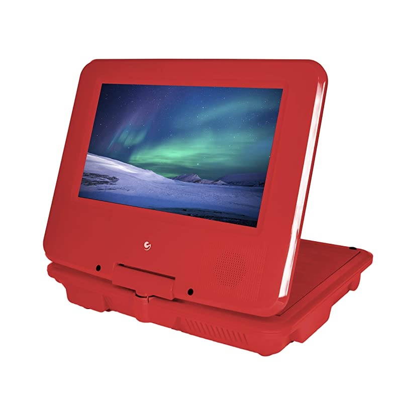 Personal DVD Player with 7-Inch Swivel Screen, Headphones, Carrying Case, Red