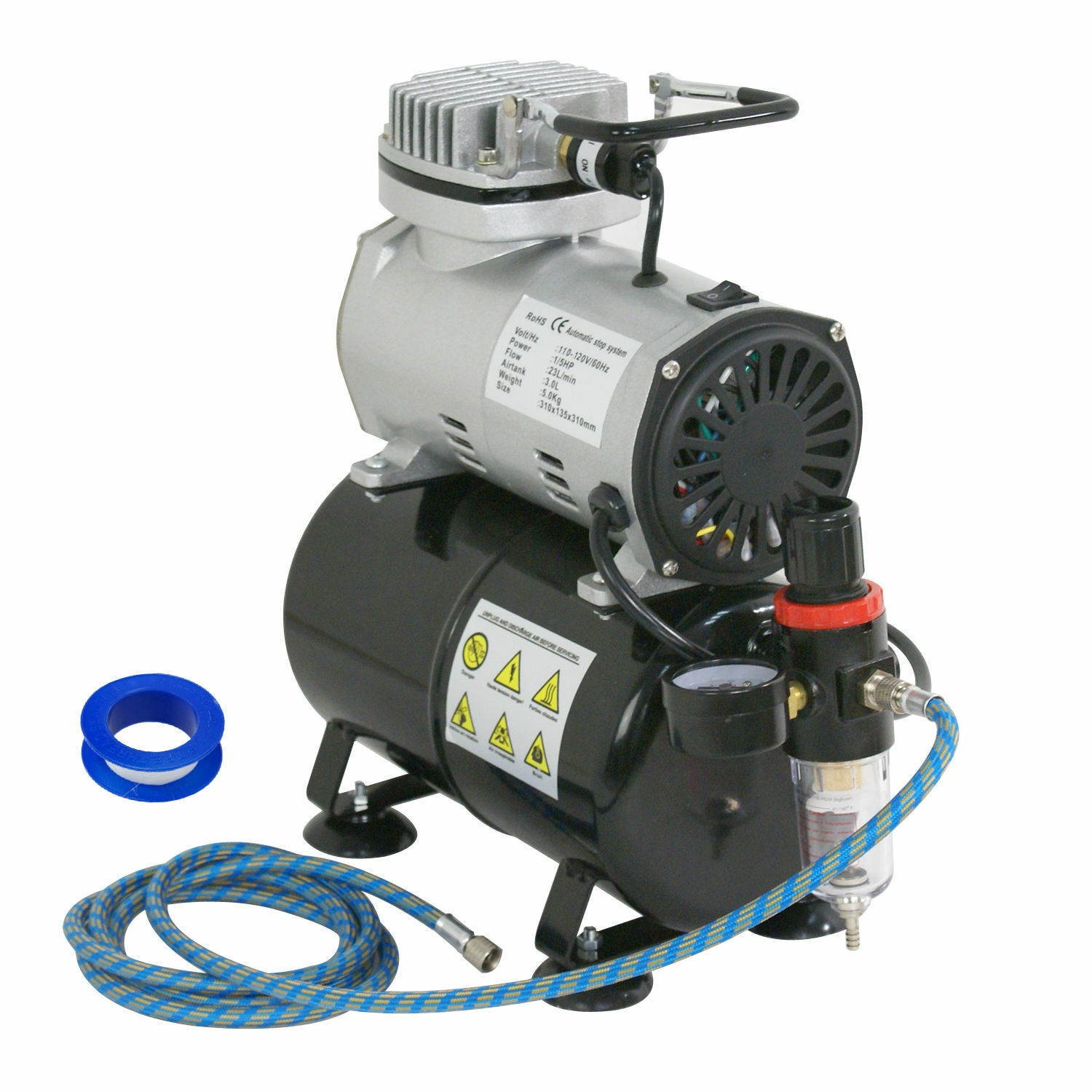 Powerful Airbrush Pro High Performance Compressor w/3L Air Tank Maintenance Free
