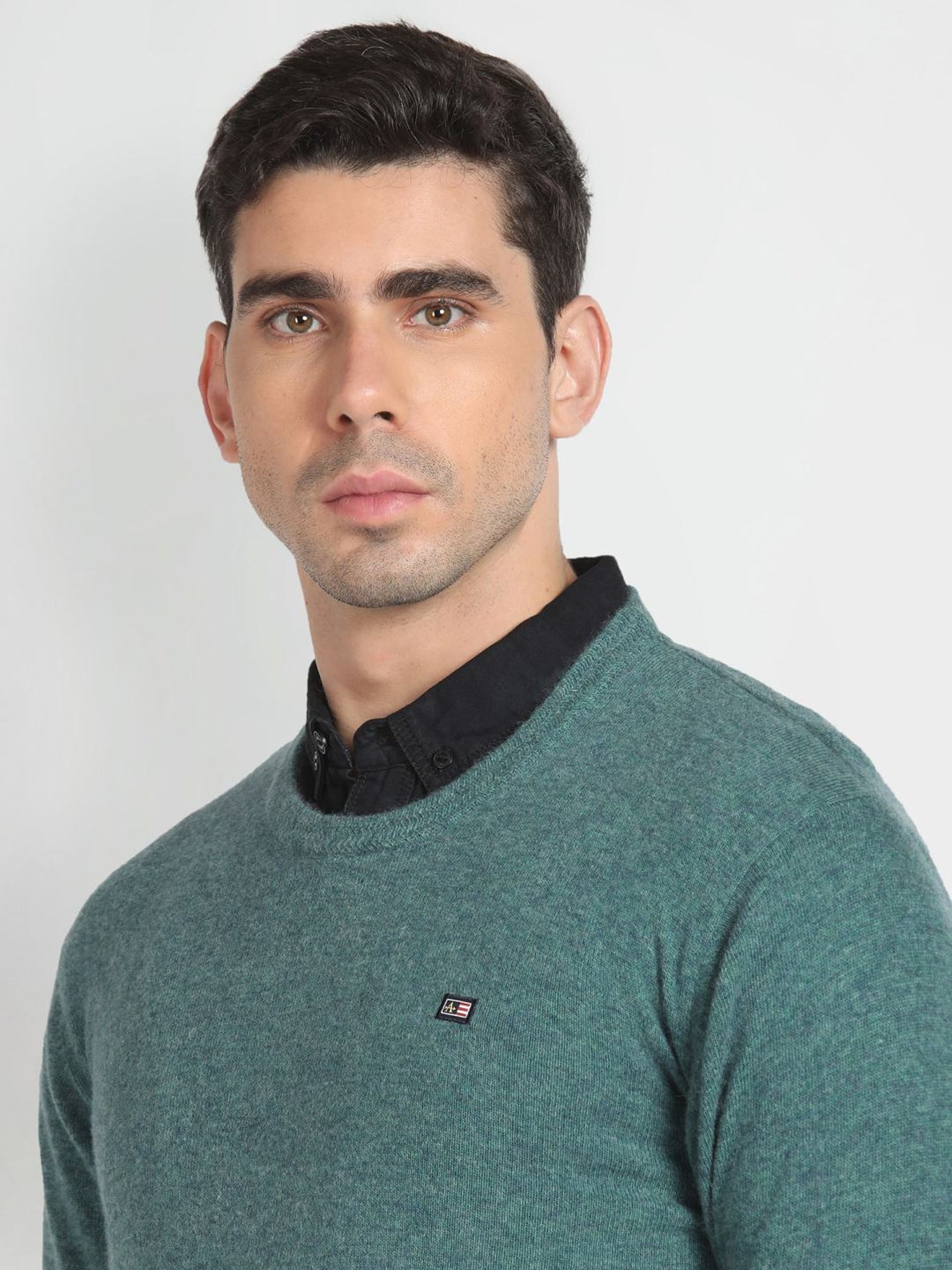 Arrow Sport Green Regular Fit Sweater