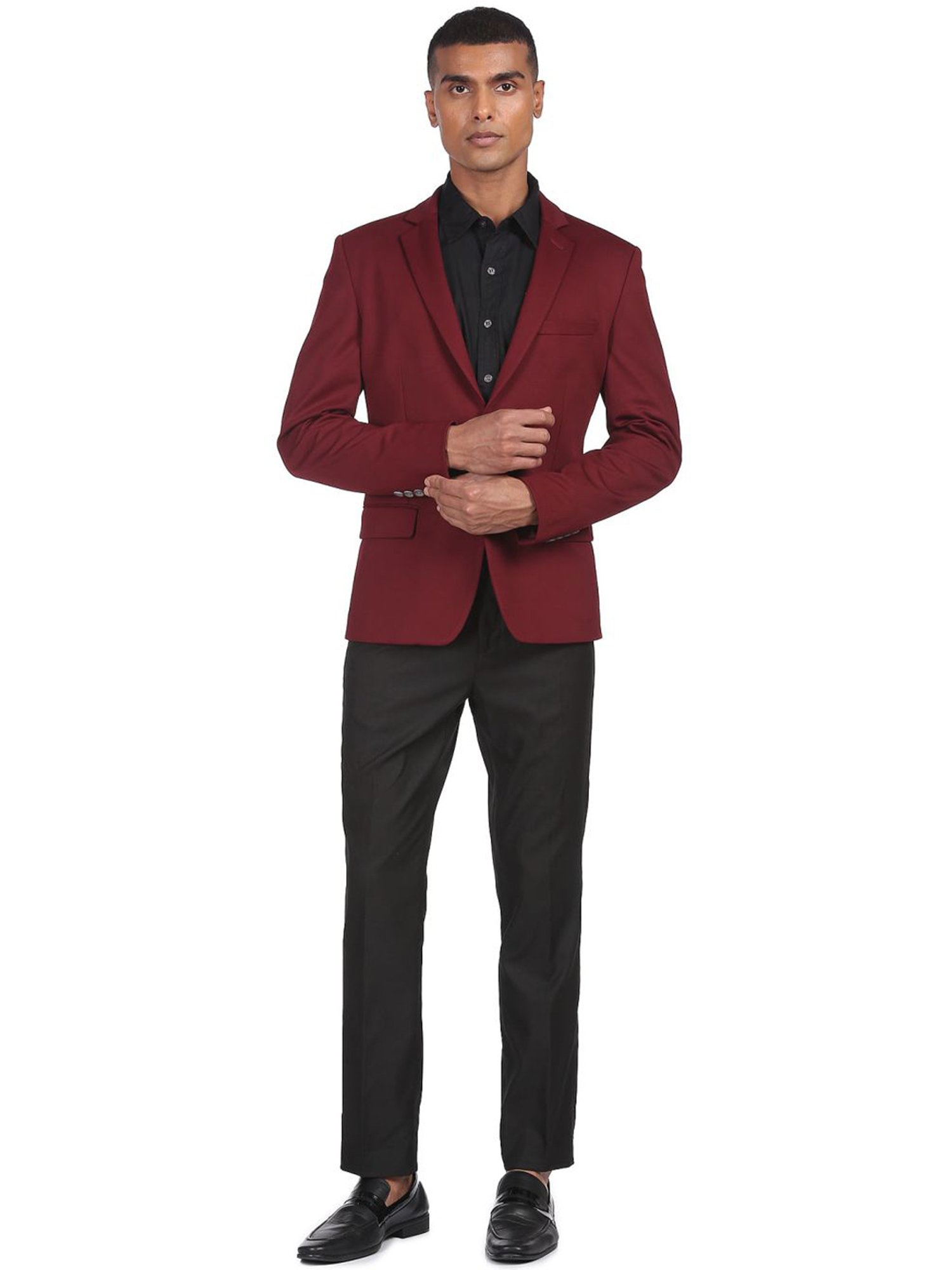 AD by Arvind Red Slim Fit Blazer