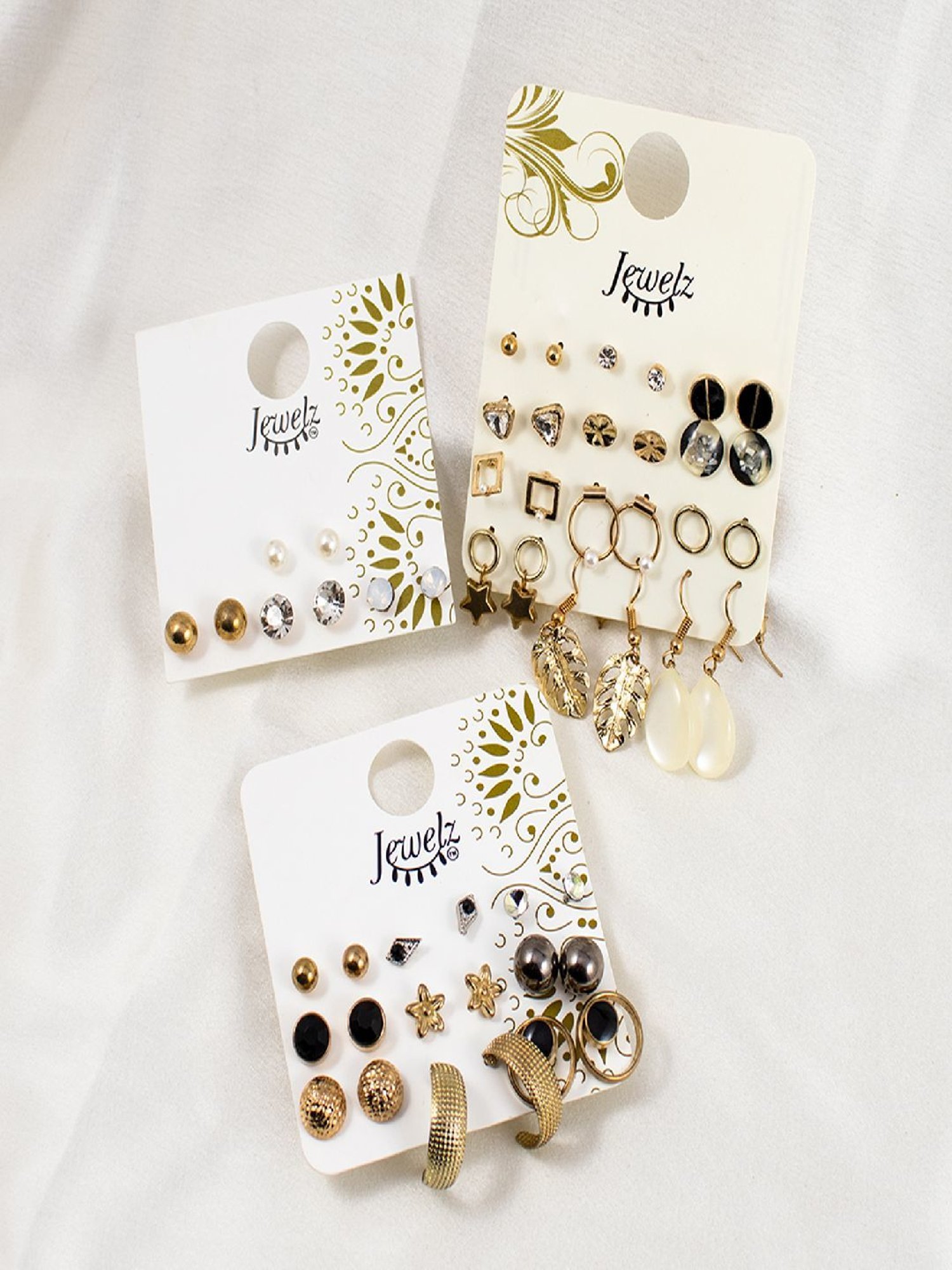 Jewelz Fashion Silver Hoop and Stud Earring Set for Women & Girls Pack of 25