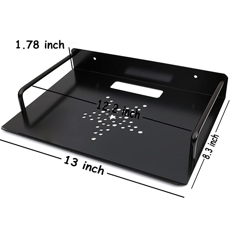 Alumimum Alloy Wall Mount Shelf Bracket for TV Accessories WiFi Router TV Box Set Top Box ( Black, 33 x 21 cm)