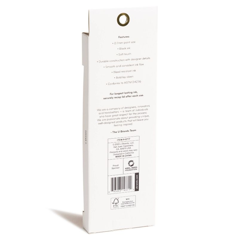 3ct Soft Touch Felt Tip Pens Rose Gold Accents - U Brands