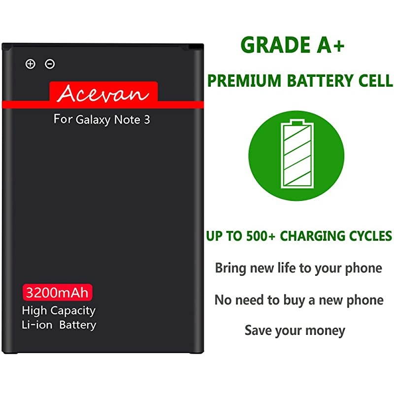 Note 3 Battery  3200mAh Liion Battery Replacement for Samsung Galaxy Note 3 N900 Verizon N900V Sprint N900P TMobile N900T ATT N900A N9005 LTE Galaxy Note 3 Batteries 3 Year Warranty