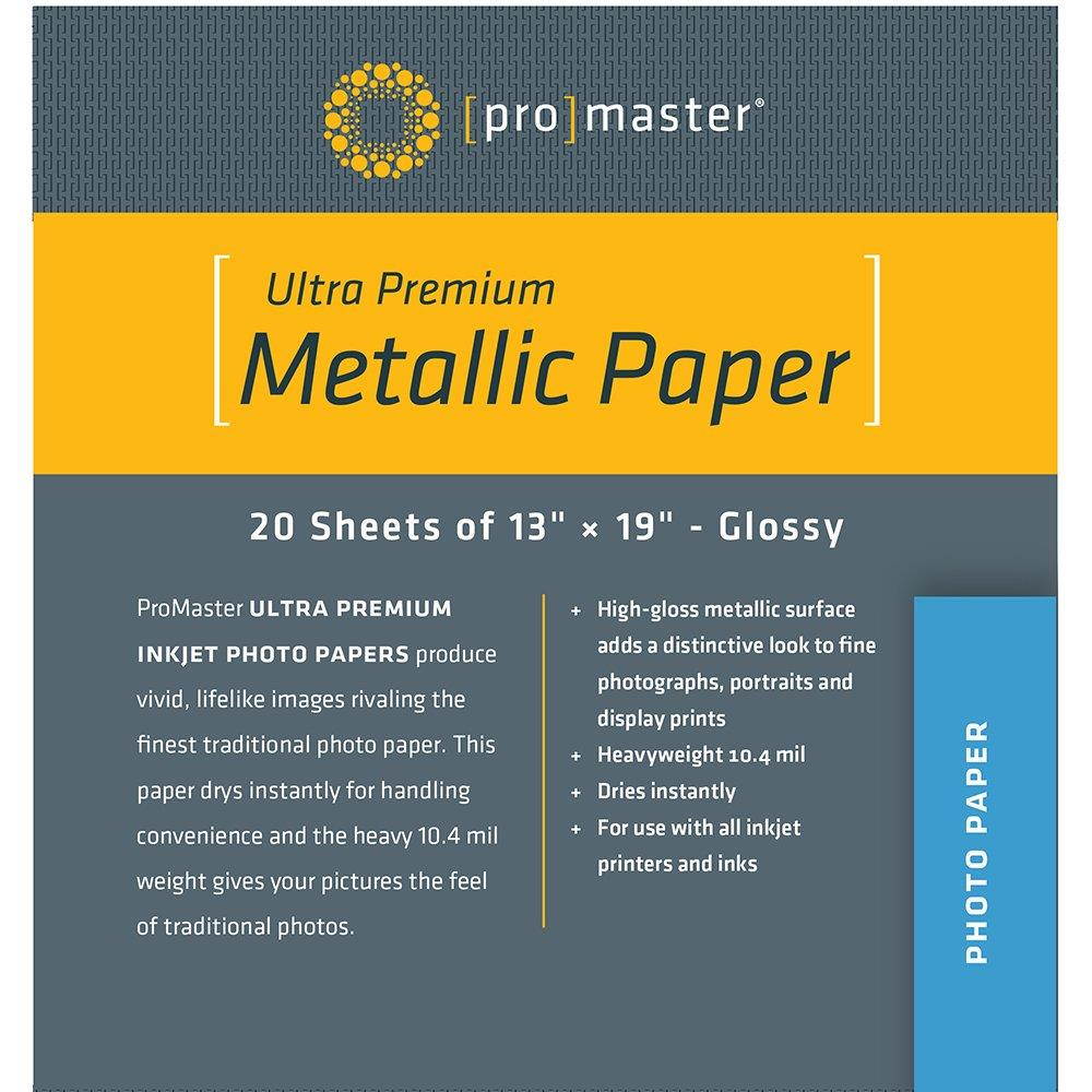 ProMaster PRO Silver Metallic Inkjet Paper - 13 x 19 - 20 Sheets