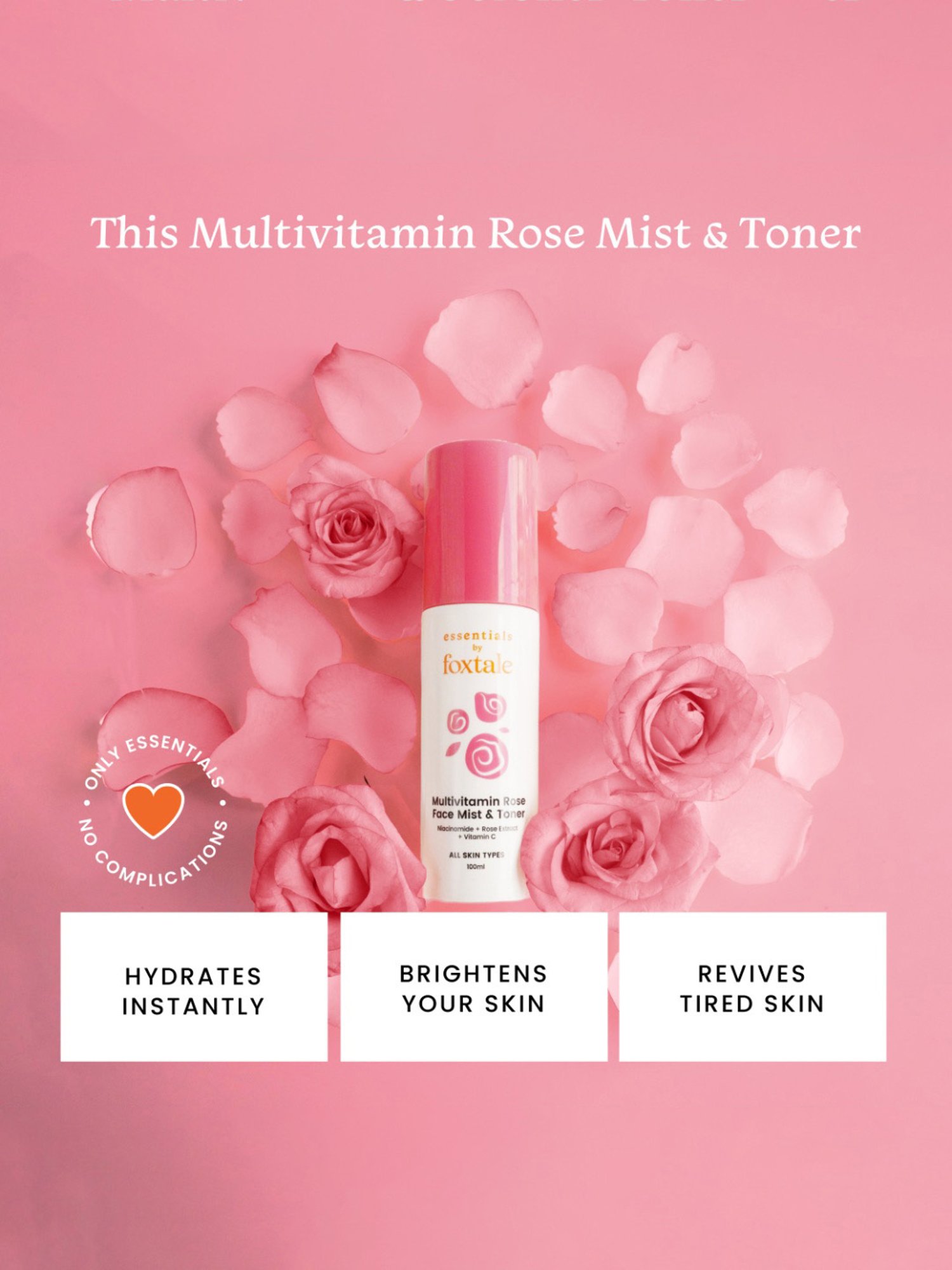 Essentials By Foxtale Multivitamin Rose Face Mist & Toner - 100 ml