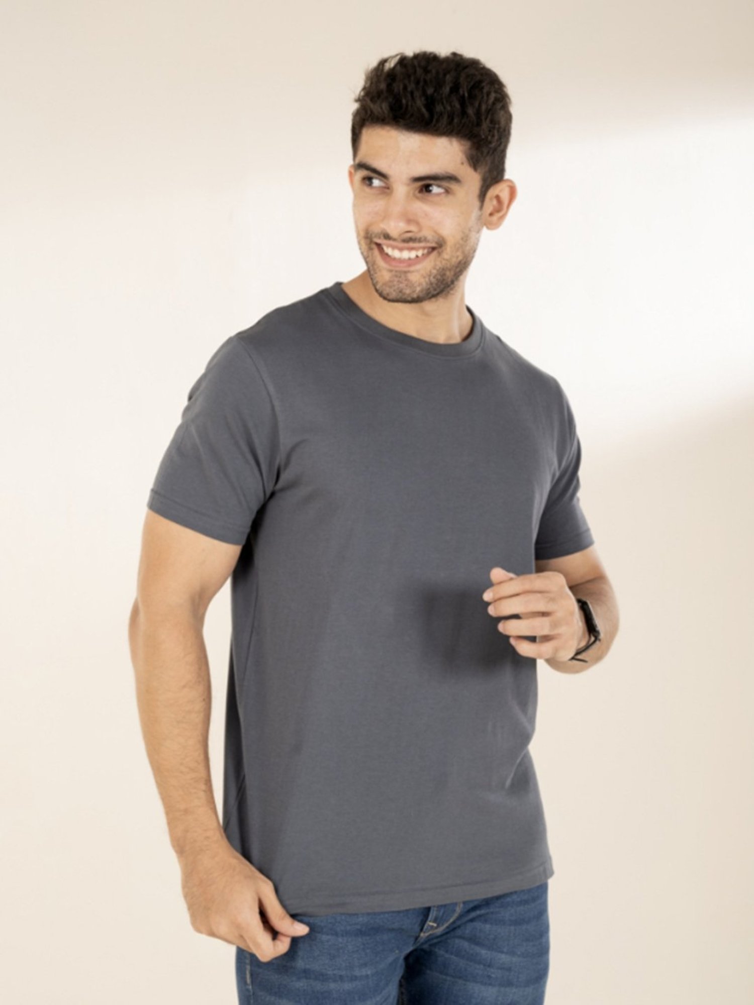 The Bleu Label Dark Grey Slim Fit Crew T-Shirt