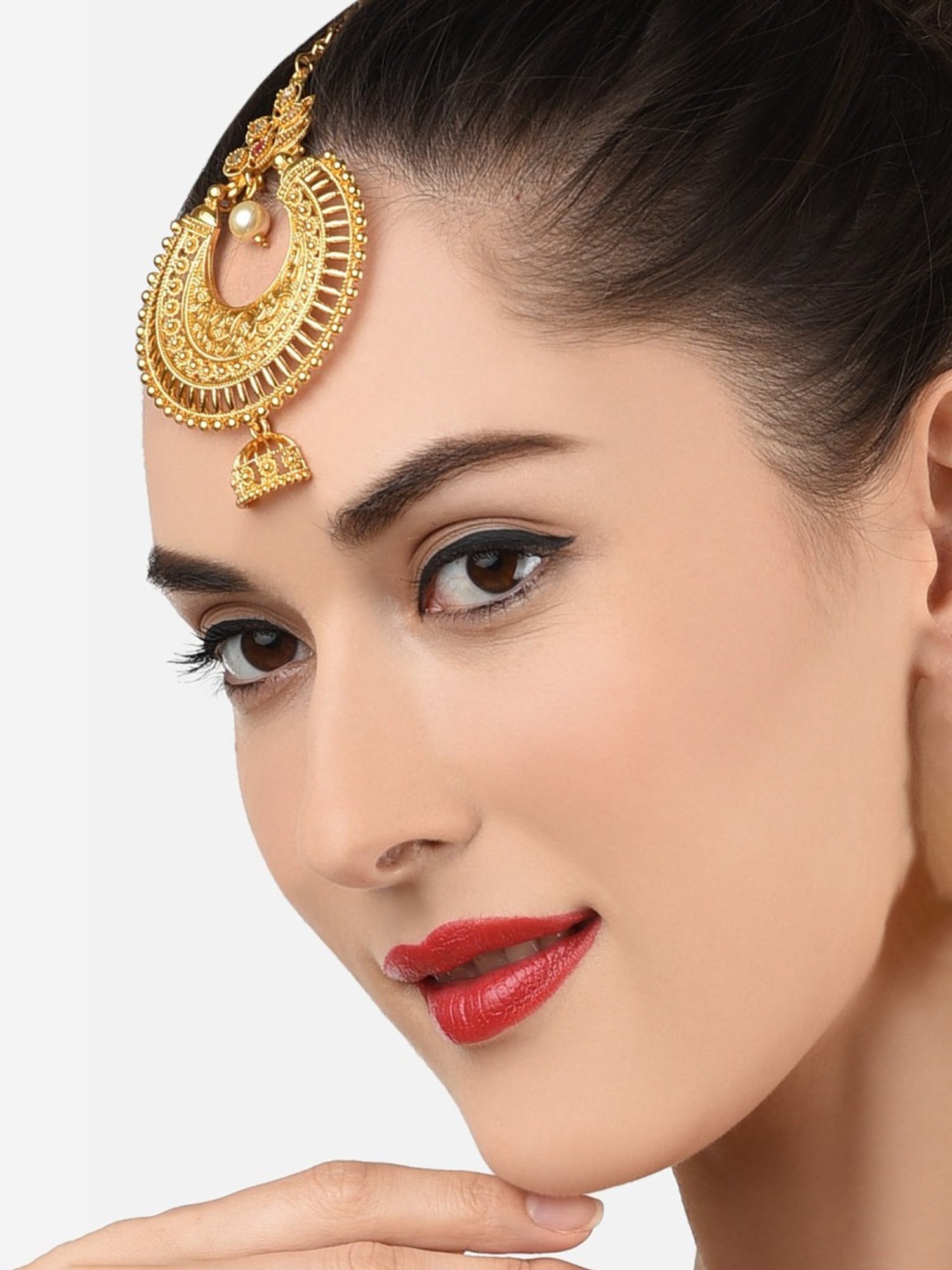 Zaveri Pearls Combo of 3 Gold Tone Kundan Maangtikka-ZPFK13074