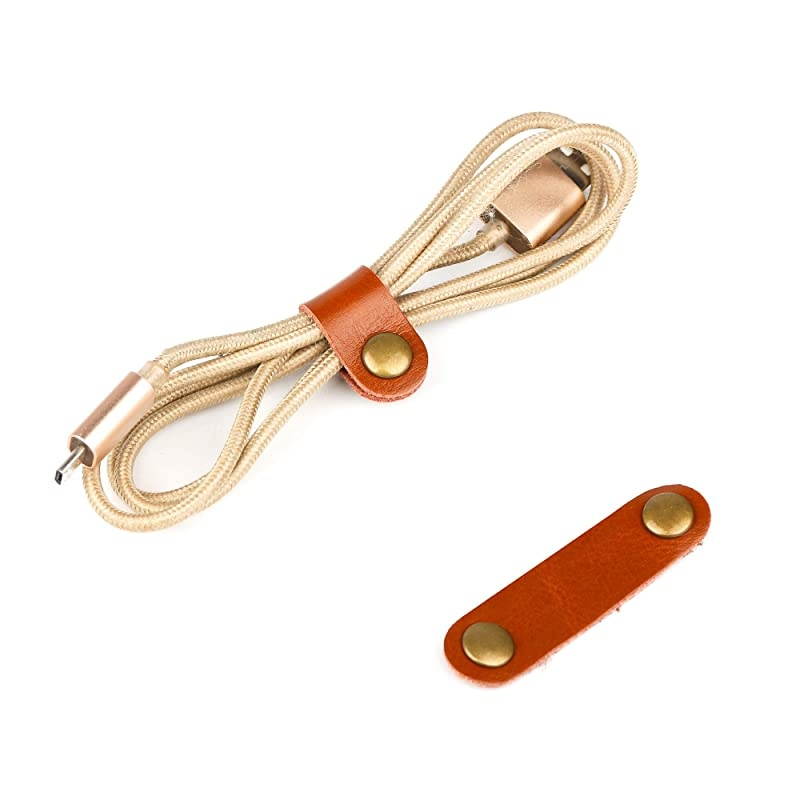 Leather Cable Straps Cable Ties Cable Organizers Cord Management for Organizing USB Cable Headphone Wires 2 Sizes 5 Colors