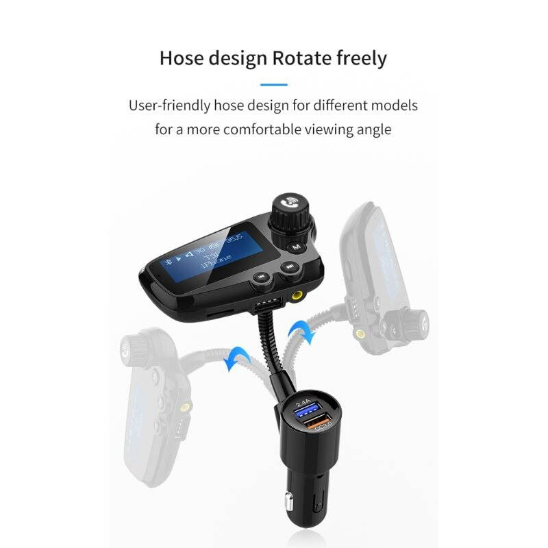 1 pcs Bluetooth FM Transmitter Hands Free Car Wireless Radio Adapter Kit QC3.0 Smart Dual USB Ports TF Card Mp3 Music Player A69B