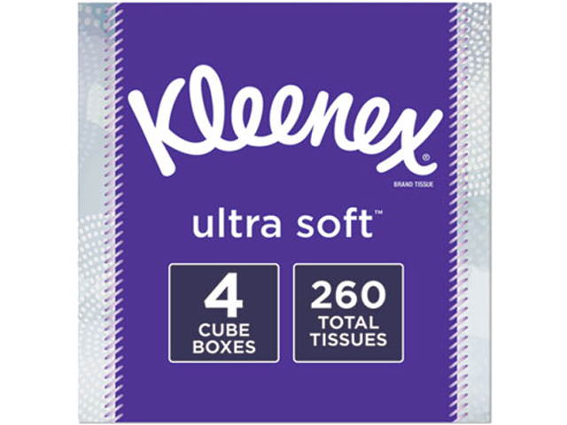 Kleenex 50173CT Ultra Soft Facial Tissue, 3-Ply, White, 8.75 x 4.5, 65 Sheets/Box