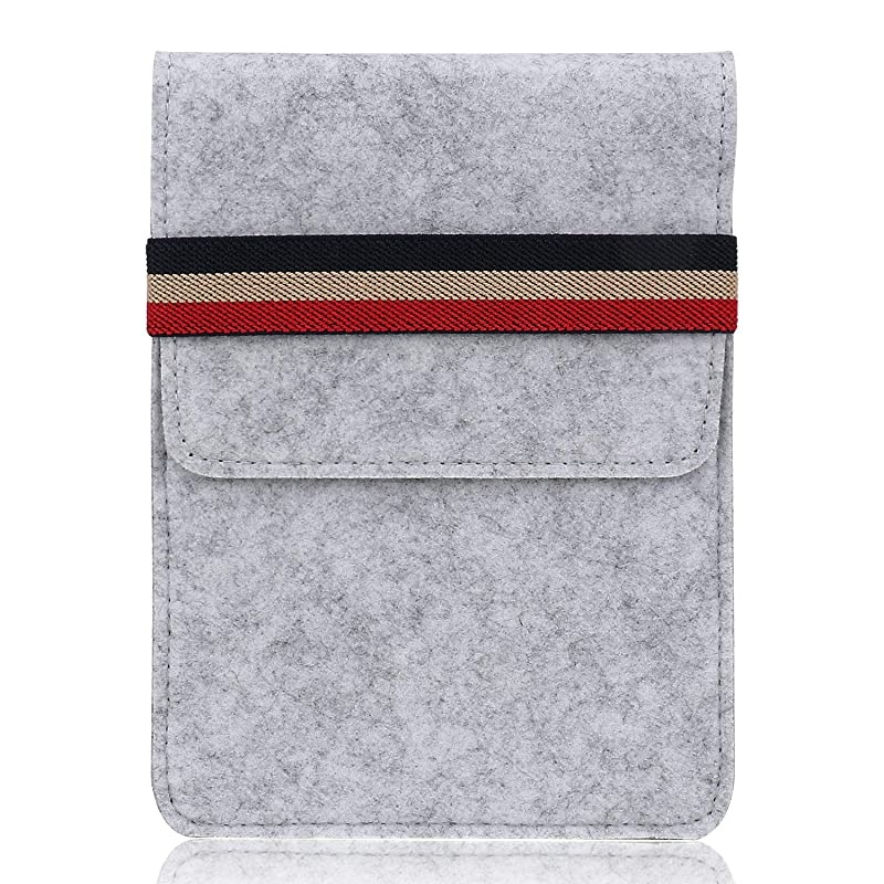 6 Inch E-Reader Sleeve Case Bag, Kobo Touch 2.0 / Tolino Shine 6" Tablet E-Book E-Reader Slim Felt Bag Sleeve Case- (Light Grey)